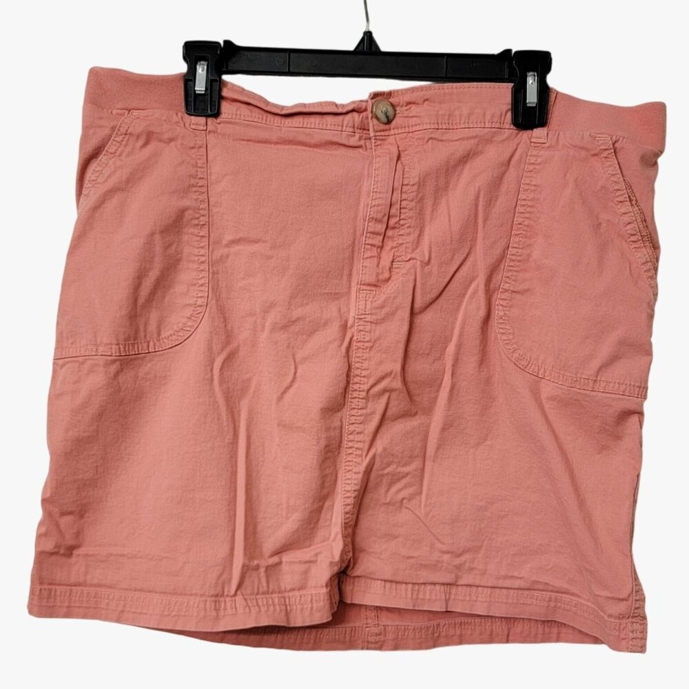 Lee Riders Womens Midrise Skirt 18 Coral Pink Cotton & Spandex With Front Pocket